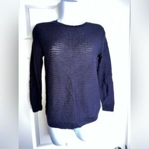 Ann Taylor Women’s X Small Navy Blue Cotton Knit Lightweight Sweater Top XS